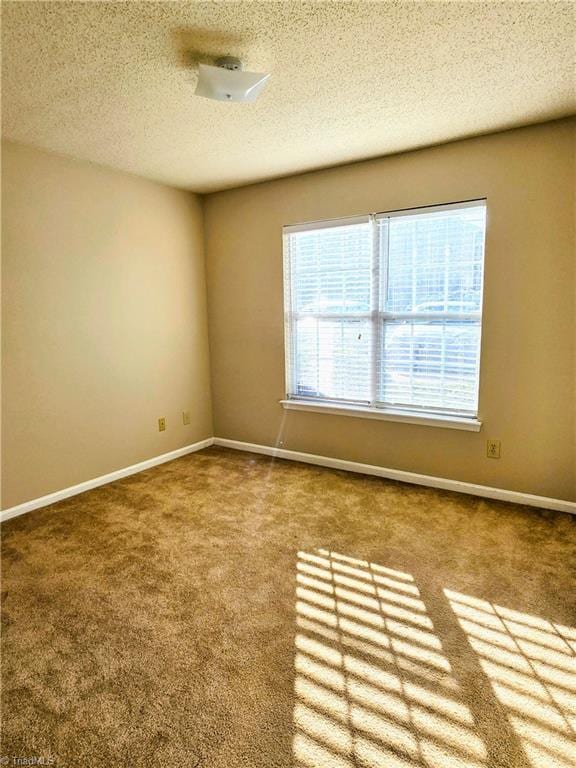 empty room featuring carpet flooring and a textured ceiling