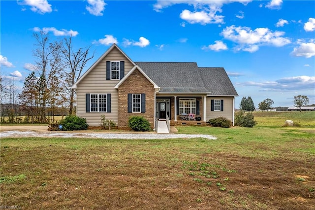 view of front of home with a front yard