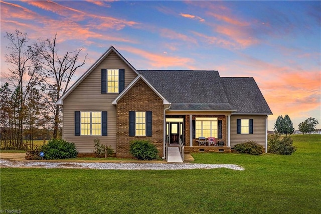 view of front property with a yard