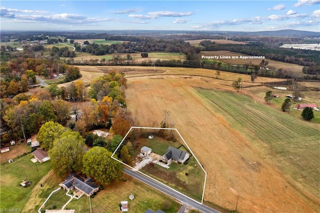 aerial view with a rural view