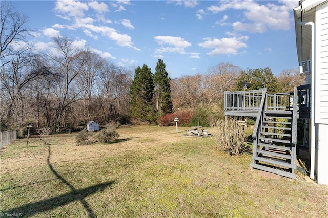 view of yard featuring a deck