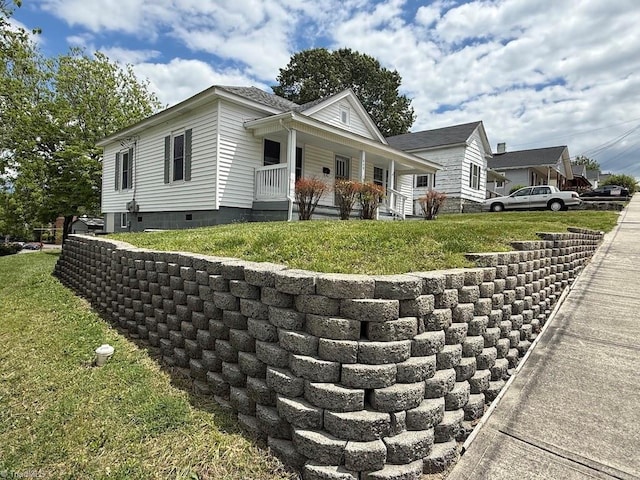 446 Durham St, Mount Airy, NC 27030 - view of front of property with a porch, a front yard, and crawl space