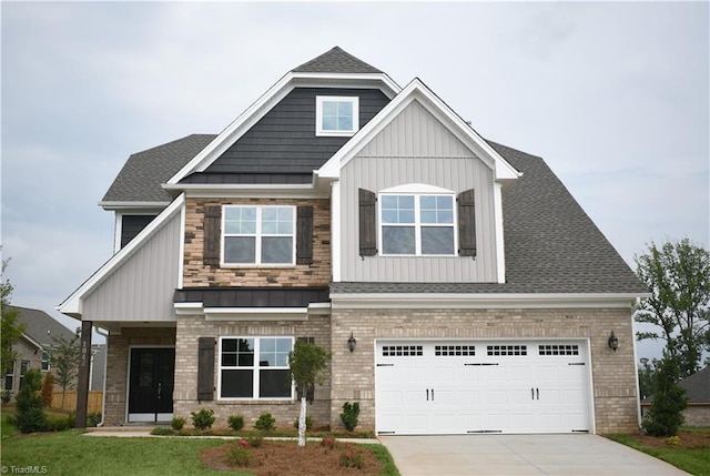 craftsman inspired home with a garage