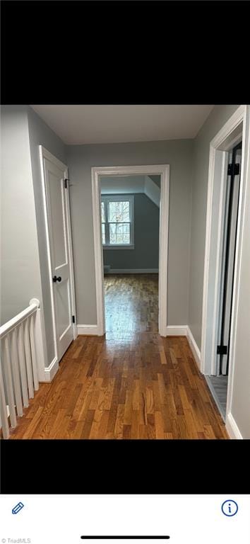 hall featuring dark wood-type flooring