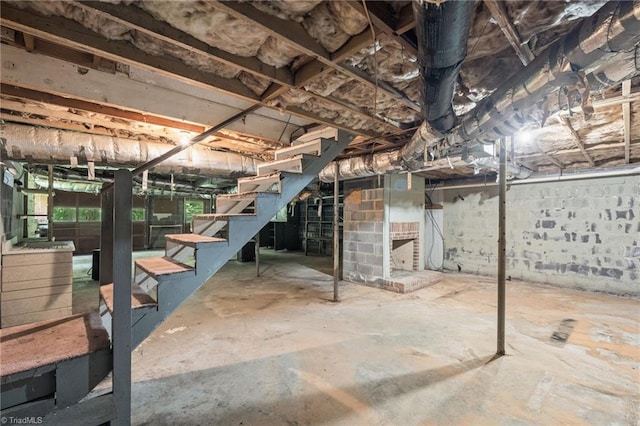 1553 Carson Rd, Pilot Mountain, NC 27041 - unfinished below grade area with stairway