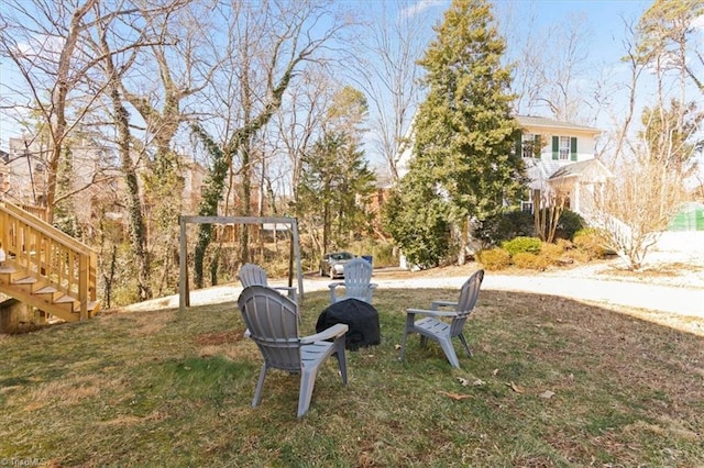 view of yard featuring stairs