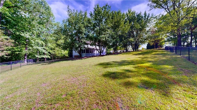view of yard featuring fence