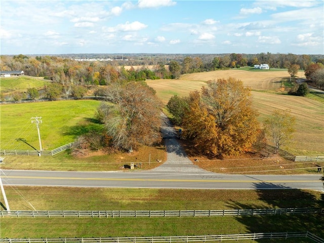 bird's eye view featuring a rural view