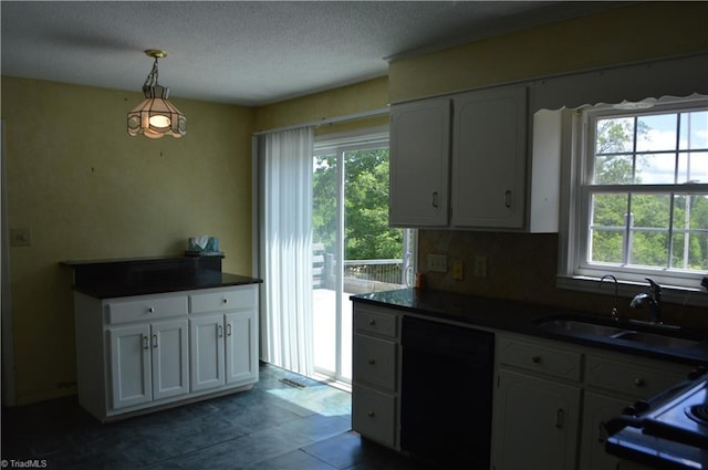 117 Ridgecrest Dr, Mount Airy, NC 27030 - kitchen with a sink, dark countertops, white cabinets, and dishwasher