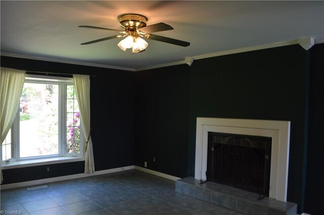 117 Ridgecrest Dr, Mount Airy, NC 27030 - interior space with baseboards, tile patterned floors, ceiling fan, and a wealth of natural light