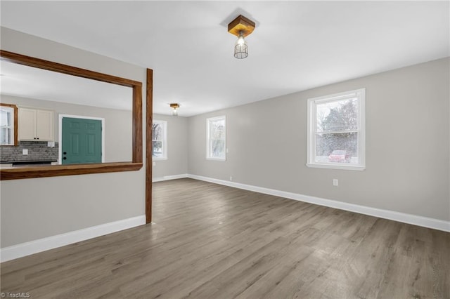 unfurnished living room with wood-type flooring