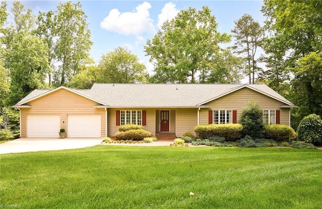 102 Shawnee Cir, Lexington, NC 27295 - ranch-style home with a garage, driveway, a front lawn, and roof with shingles