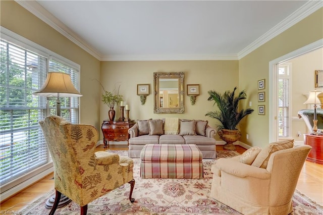 4208 Bitternut Trl, Greensboro, NC 27410 - living room featuring ornamental molding, baseboards, and wood finished floors