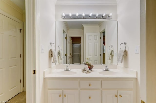 4208 Bitternut Trl, Greensboro, NC 27410 - bathroom featuring double vanity and crown molding