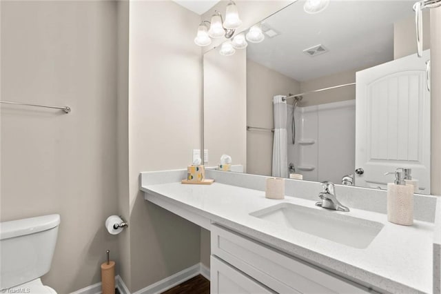 1827 Deveron Ct, Kernersville, NC 27284 - bathroom featuring vanity, curtained shower, and a chandelier