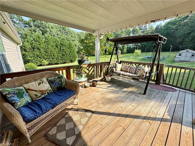 7658 Salem Chapel Rd, Walnut Cove, NC 27052 - deck featuring a lawn and view of wooded area