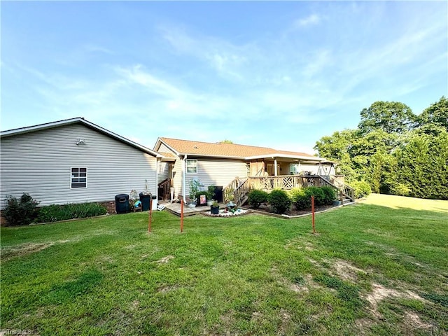 7658 Salem Chapel Rd, Walnut Cove, NC 27052 - rear view of property with a yard, a deck, and stairway
