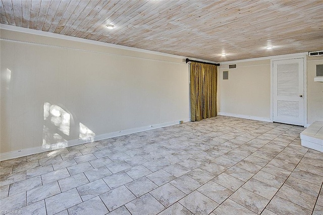 spare room with wooden ceiling