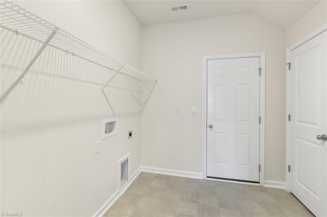 clothes washing area featuring electric dryer hookup and washer hookup