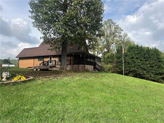 view of yard featuring a deck