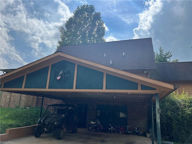 exterior space with a carport