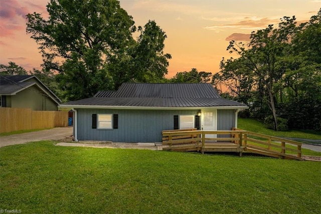 539 W Salisbury St, Denton, NC 27239 - view of front of house with a metal roof and a wooden deck