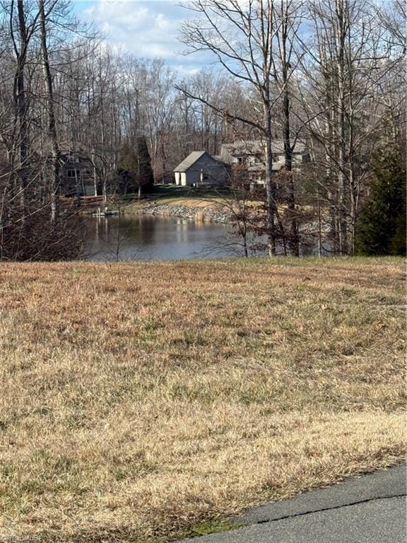 view of yard with a water view