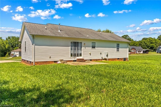 189 Lochshire Ln, Woodleaf, NC 27054 - rear view of house featuring crawl space, a yard, and a patio