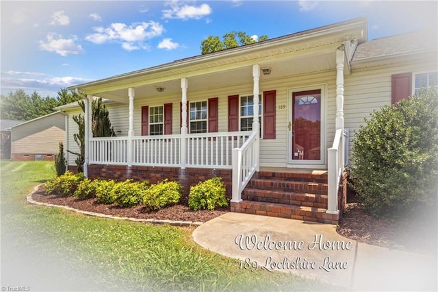 189 Lochshire Ln, Woodleaf, NC 27054 - view of front of house featuring covered porch