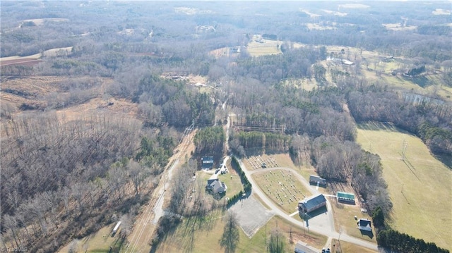 aerial view with a rural view