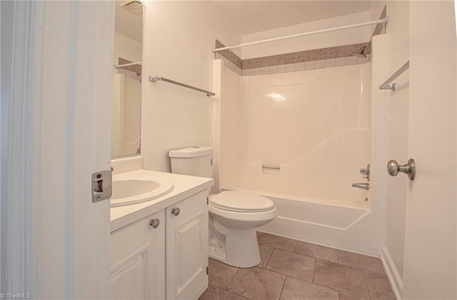 full bathroom with vanity, tile patterned flooring, shower / bathtub combination, and toilet