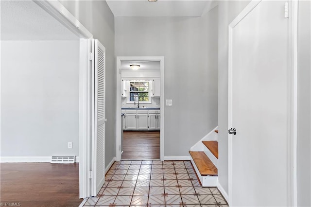 hallway with sink