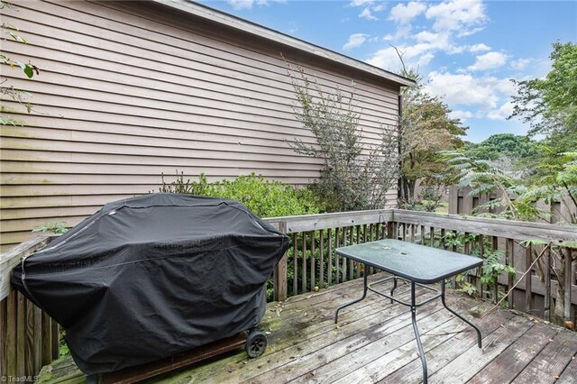 deck featuring grilling area