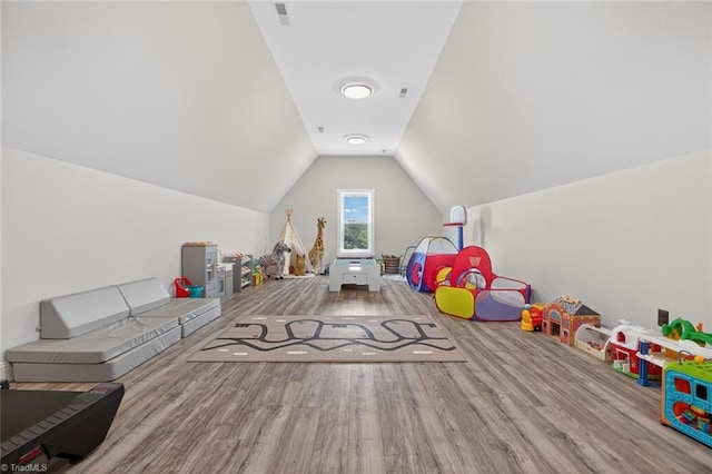 2643 NC Highway 801, Mocksville, NC 27028 - playroom featuring wood finished floors and vaulted ceiling