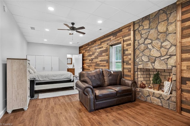 2643 NC Highway 801, Mocksville, NC 27028 - bedroom with wood finished floors, recessed lighting, and ceiling fan