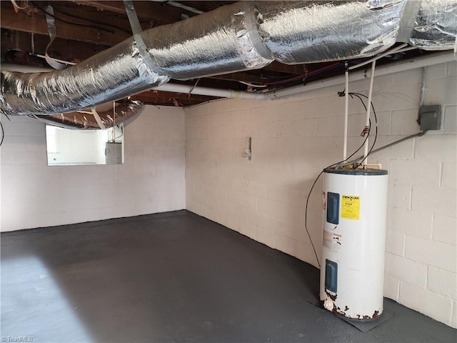 basement with water heater