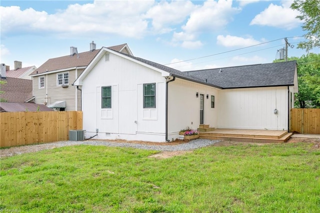 348 E Sprague St, Winston-Salem, NC 27127 - back of house featuring crawl space, a shingled roof, and a deck