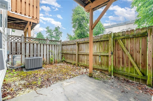 3840 Tarrant Trace Cir, High Point, NC 27265 - fenced backyard featuring central air condition unit and a patio