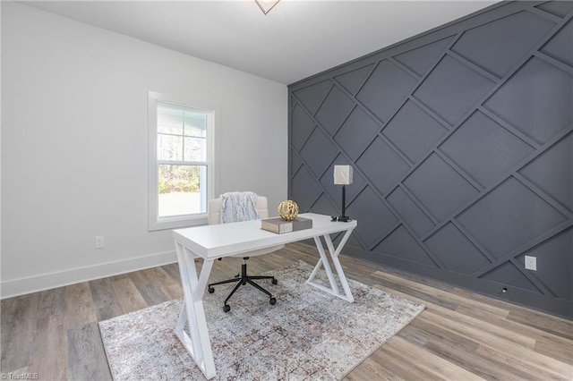 home office featuring light wood-type flooring