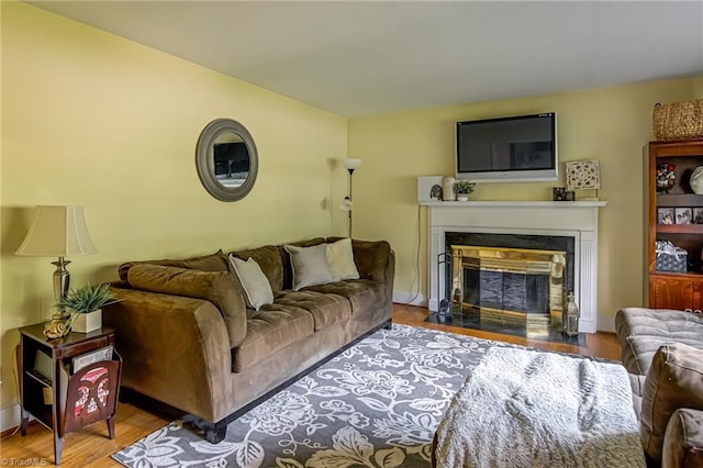509 Florham Dr, High Point, NC 27262 - living room with wood finished floors and a fireplace with flush hearth