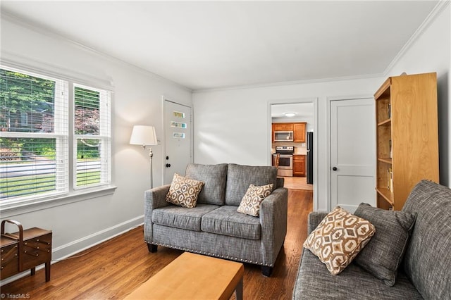 2075 Craig St, Winston-Salem, NC 27103 - living area featuring wood finished floors, crown molding, and baseboards