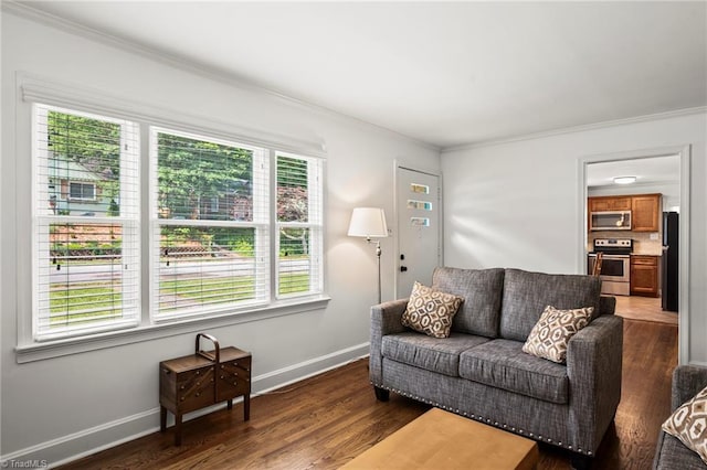 2075 Craig St, Winston-Salem, NC 27103 - living area with ornamental molding, wood finished floors, and baseboards