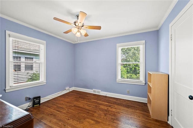 2075 Craig St, Winston-Salem, NC 27103 - unfurnished bedroom featuring crown molding, wood finished floors, baseboards, and a ceiling fan