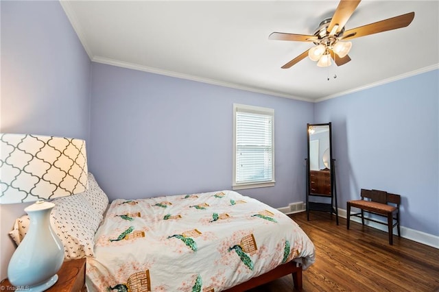 2075 Craig St, Winston-Salem, NC 27103 - bedroom featuring wood finished floors, crown molding, baseboards, and a ceiling fan