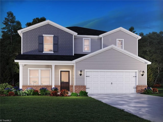 2238 Cherry Creek Rd, Haw River, NC 27258 - view of front facade featuring brick siding, a front yard, driveway, and roof with shingles