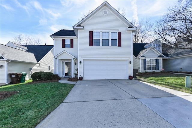 front of property with a garage and a front yard