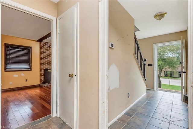 hall featuring dark hardwood / wood-style flooring