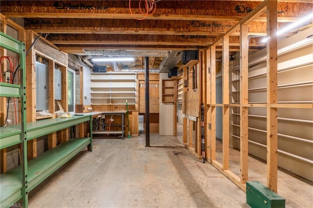 basement with electric panel