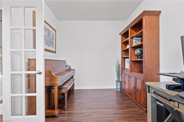 office space with dark hardwood / wood-style floors