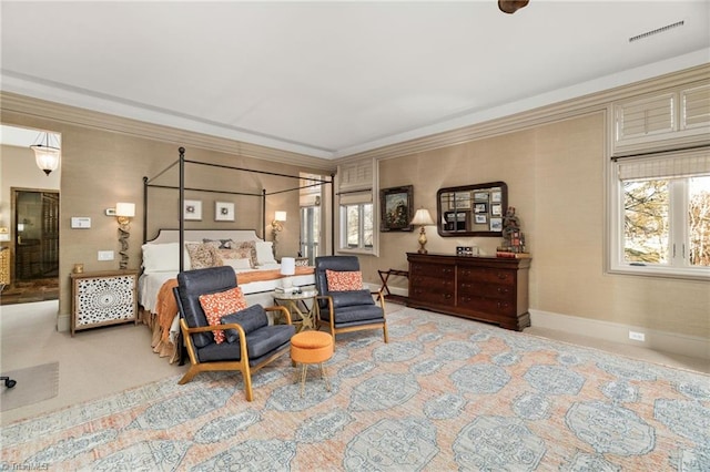 bedroom featuring crown molding